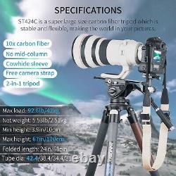 42.4mm Max Tube Carbon Fibre Tripod ST424C Professional Heavy Duty Camera Stand