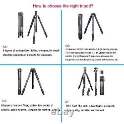 61/155 cm Camera Tripod, Compact Carbon Fiber Tripod + External Center Column