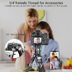 61/155 cm Camera Tripod, Compact Carbon Fiber Tripod + External Center Column