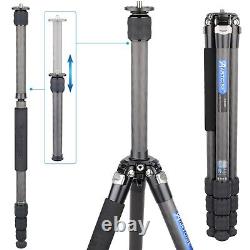 61/155 cm Camera Tripod, Compact Carbon Fiber Tripod + External Center Column