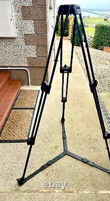 Broadcast standard Vinten tripod with two stage carbon fibre legs and spreader