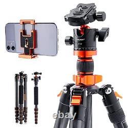 Carbon Fiber Camera Tripod 68/172cm, K&F Concept SA255C1 Lightweight Compact