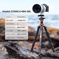 Carbon Fiber Camera Tripod 68/172cm, K&F Concept SA255C1 Lightweight Compact