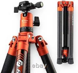 Fotopro Carbon Fiber Tripod 60 Inch Light Camera Tripod for Travel Tripod Orange