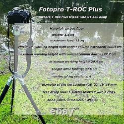Fotopro Tripod T-ROC Plus Carbon Fiber Adjustable Camera with G5 Ball Head