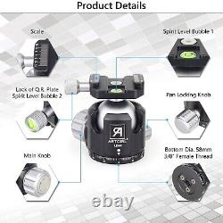 Heavy Duty Carbon Fiber Camera Tripod With44mm Low Profile Ball Head 45lbs/20kg
