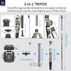 INNOREL Carbon Fibre 2-IN-1 Camera Tripod & Monopod RT75CG Camo Travel Tripod