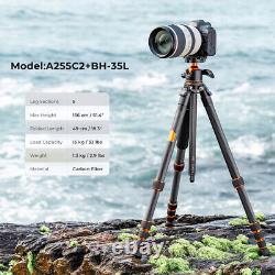 K&F CONCEPT 61.4in Carbon Fiber Tripod Portable Tripod with O2B6