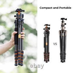 K&F CONCEPT 61.4in Carbon Fiber Tripod Portable Tripod with O2B6