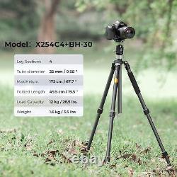 K&F Concept 172cm Carbon Fiber Camera Tripod with 30mm Ball Head for Photography