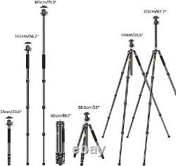 K&F Concept 172cm Carbon Fiber Camera Tripod with 30mm Ball Head for Photography