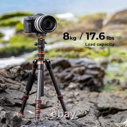 K&F Concept 61 Carbon Fibre Camera Tripod, Lightweight Compact Tripod with 2