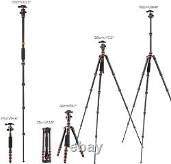 K&F Concept 61 Carbon Fibre Camera Tripod, Lightweight Compact Tripod with 2