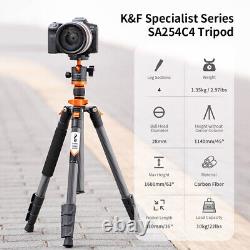 K&F Concept 63 Carbon Fiber Camera Tripod D254C1+BH-28L with Detachable Monopod