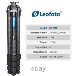 Leofoto LO-284C Carbon Fiber Lightweight Video Tripod with Built-In Ball & Bag