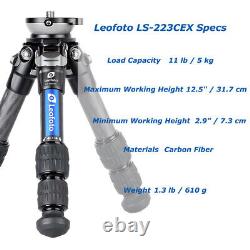 Leofoto LS-223CEX Mini Carbon FiberTripod for Camera SLR with 15° Leveling Base