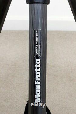 Manfrotto 190MF3 carbon fibre and magnesium tripod with bag & strap, boxed