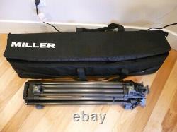 Mint Miller dual stage 100mm Carbon Fiber tripod, floor spreader & padded case