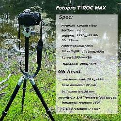 OPEN Fotopro T-ROC MAX Professional Carbon Fiber Camera Tripod with G5 Ball Head
