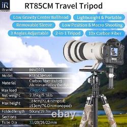 RT85CM Carbon Fiber Tripod 184cm Professional 2-in-1 Travel Tripod Max Load 25kg
